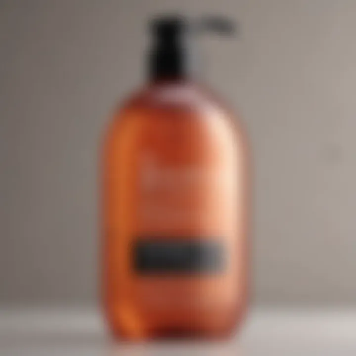 Close-up of shampoo bottle with hydrating ingredients