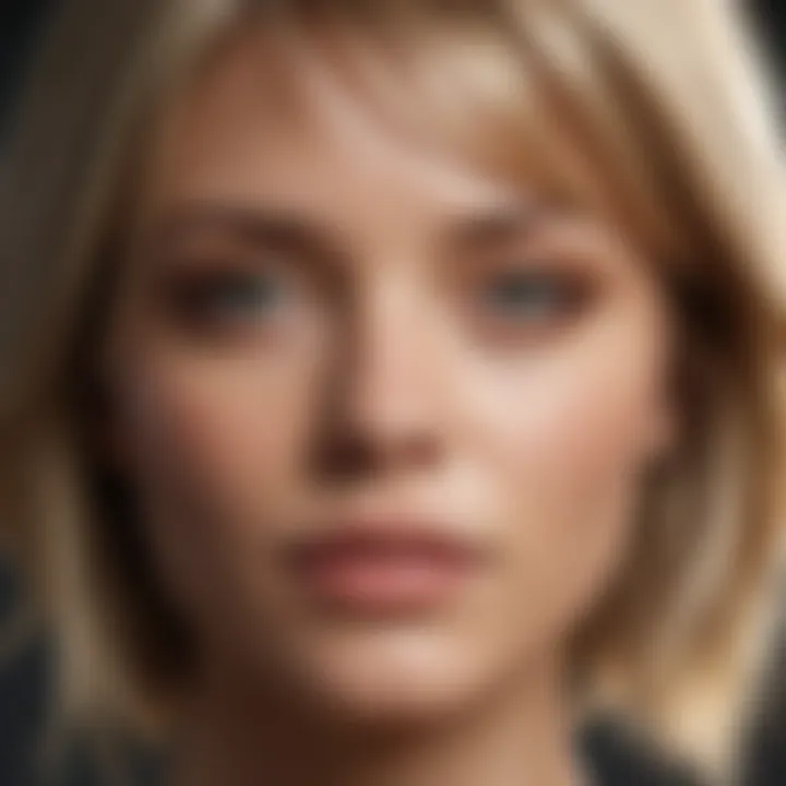 Stylish hairstyle featuring layered blonde highlights.