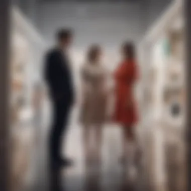 Couple exploring an art gallery on a first date