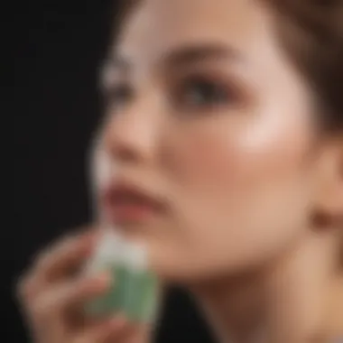 An elegant display of key ingredients in gel moisturizers, including hyaluronic acid and tea tree oil