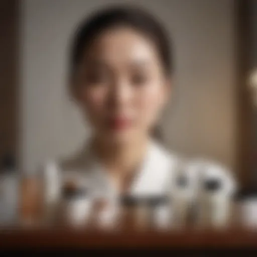 Elegant display of traditional Korean skincare products