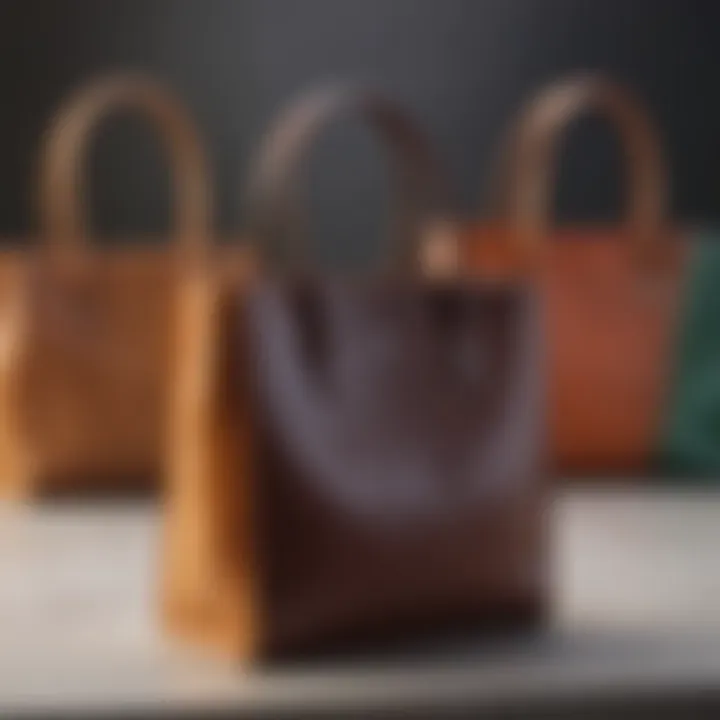 Variety of leather tote bags in assorted colors