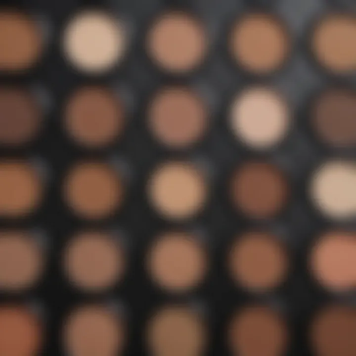 An array of light brown matte eyeshadow shades showcased on a palette.