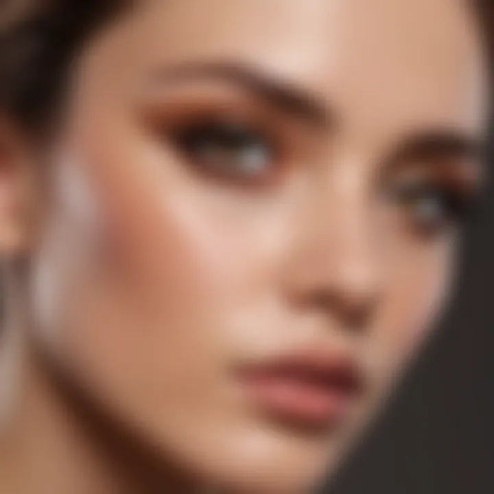 A beautiful blend of light brown matte eyeshadow on a model's eyelid.