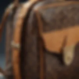 Close-up of Louis Vuitton thick strap bag showcasing intricate design details
