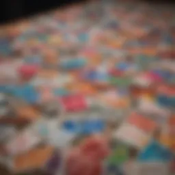 A close-up view of colorful lucky store coupons spread out on a table.