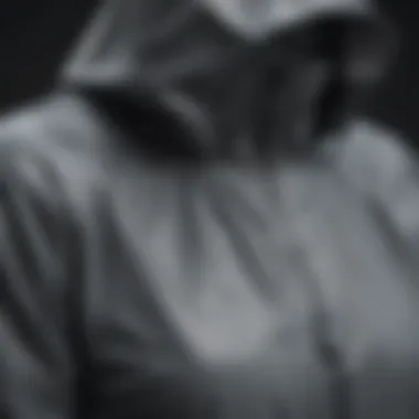 High-Performance Waterproof Fabric of Lululemon Long Rain Jacket Close-up of Lululemon long rain jacket's high-performance waterproof fabric