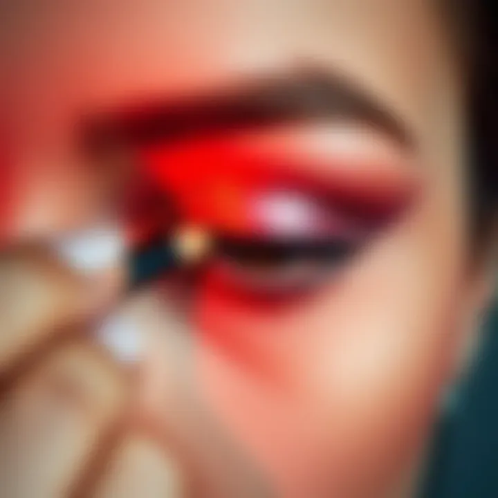 Expert Application Techniques for Foil Eyeshadow Application of MAC foil eyeshadow on a model's eyelid.