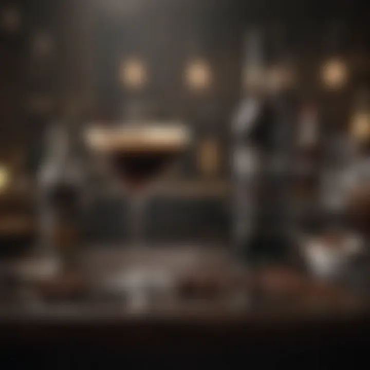 A beautifully arranged bar setup featuring Mr. Black Espresso Martini ingredients