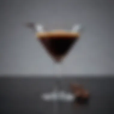 Close-up of the rich, dark espresso used in the cocktail