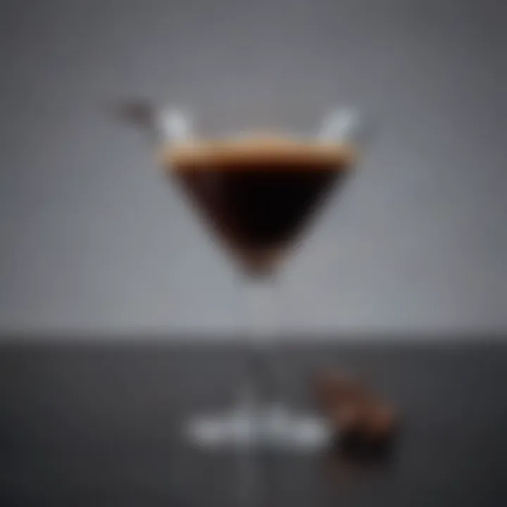 Close-up of the rich, dark espresso used in the cocktail