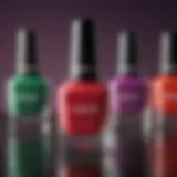 A vibrant display of nail polish bottles showcasing trending colors