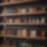 A vibrant display of natural hair care products on a wooden shelf