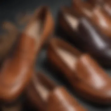 Materials Used in Female Loafers Close-up of different materials used in loafers