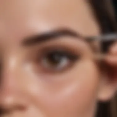 Demonstration of expert application techniques for eyebrow tattoo peel-off products on a surface.