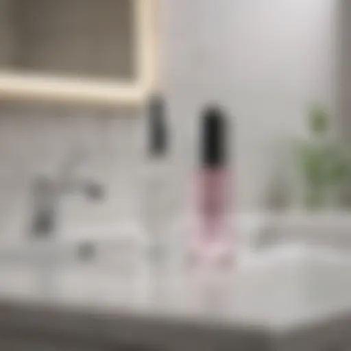 A visually appealing retinol serum bottle on a bathroom counter