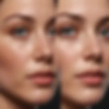 A close-up of skin showing before and after effects of retinol