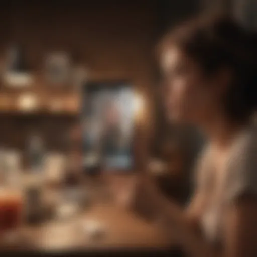 A thoughtful person examining dating app options