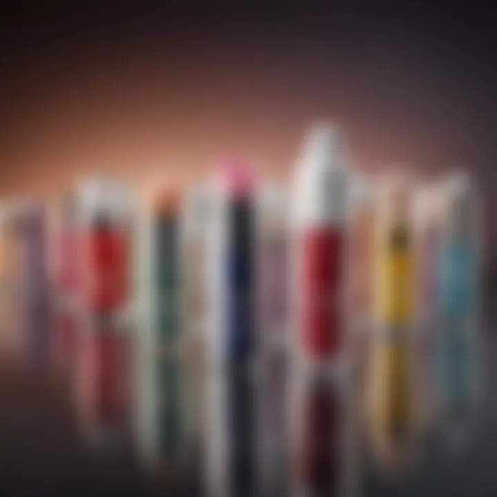 A collection of luxurious lip balms displayed elegantly
