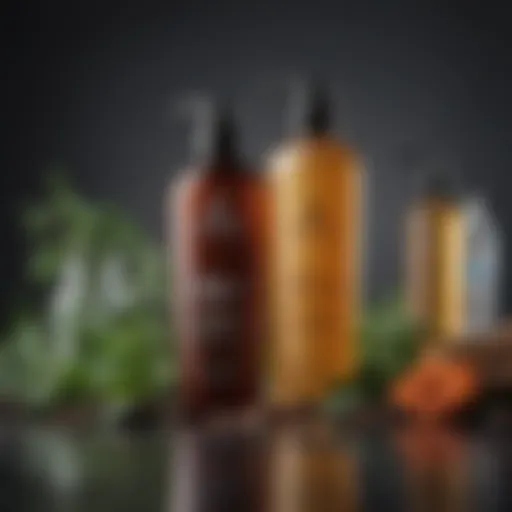 A selection of natural shampoos with herbal ingredients