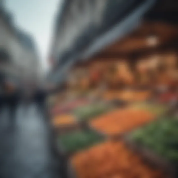 A vibrant street market filled with fresh produce