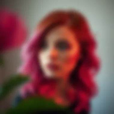 A model showcasing vibrant, healthy hair after serum application.