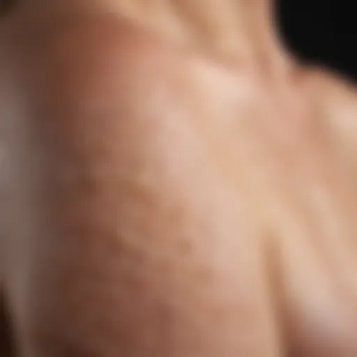 Close-up view of keratosis pilaris on skin