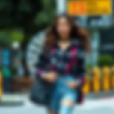 Trendy flannel outfit styled for street fashion