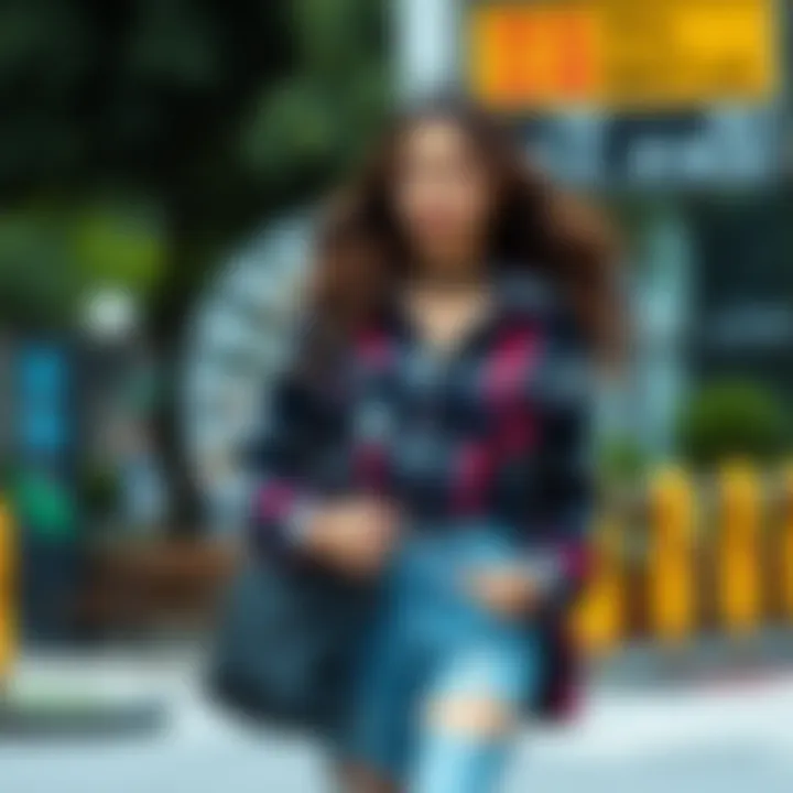 Trendy flannel outfit styled for street fashion