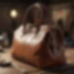 An elegant leather bag being cleaned