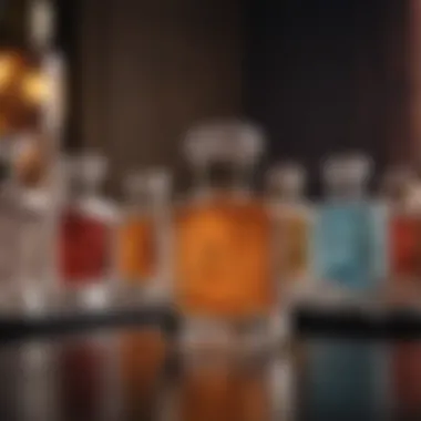 Cultural Inspirations in Perfume A beautifully arranged display of perfume bottles with a background of cultural motifs