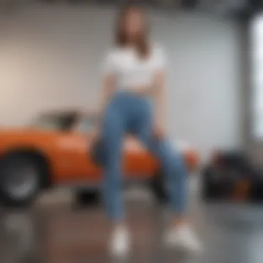 Effortless Style with High-Waisted Denim Casual look with white sneakers paired with high-waisted jeans