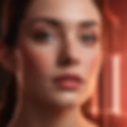 A close-up of a red light therapy device illuminating skin