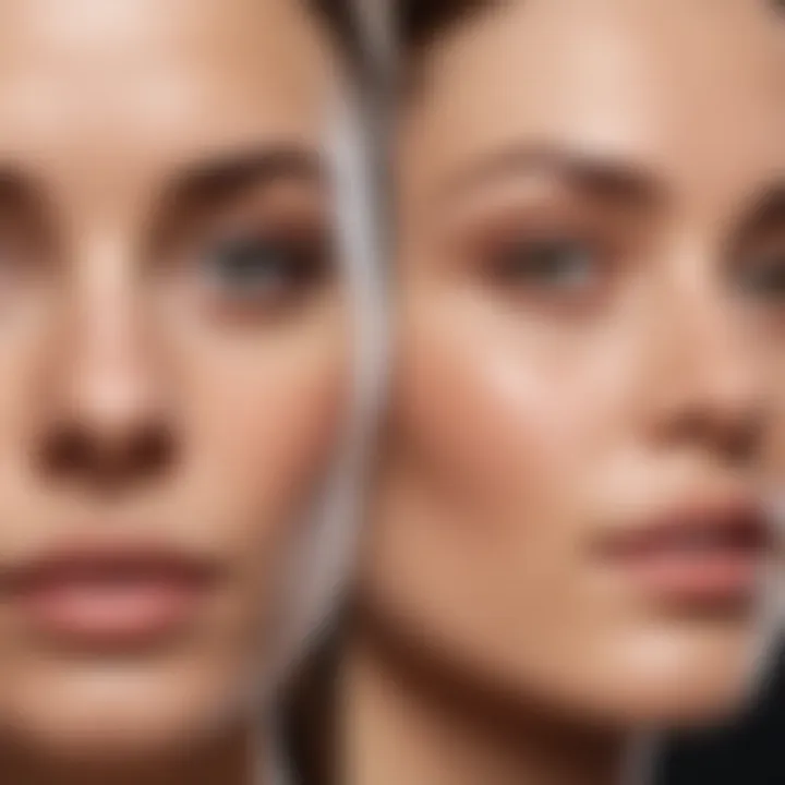 Before and after application of retinol on frown lines