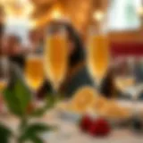 Brunch Bliss: Mimosas in Flutes Elegant flutes filled with mimosas on a brunch table