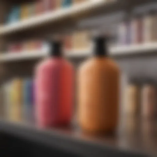 Luxurious shampoo and conditioner bottles on a shelf