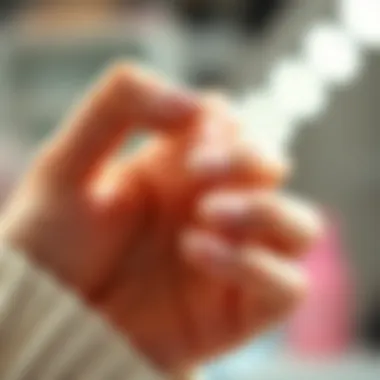 A hand applying base coat to fragile nails