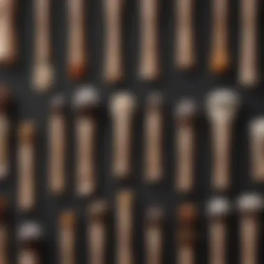 Exploring Brush Types for Liquid Foundation A close-up view of various brush types suitable for liquid foundation