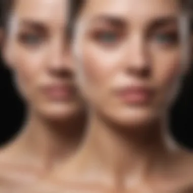 Before and after comparison of skin treated with a cream