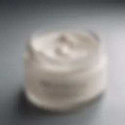 Close-up view of a cream jar with a delicate texture