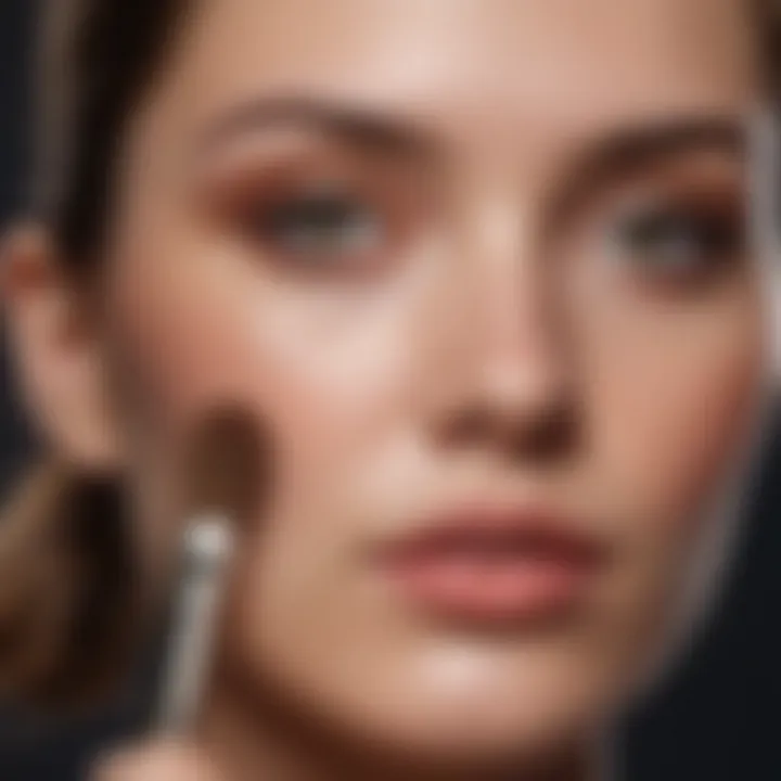Person applying foundation with a makeup brush