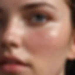 Close-up of delicate skin showing acne scars