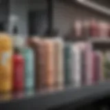 A selection of high-quality salon shampoos lined up on a stylist's counter