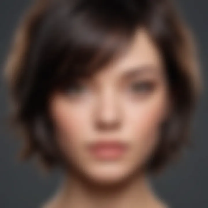 Close-up of layered short hair, emphasizing volume and dimension