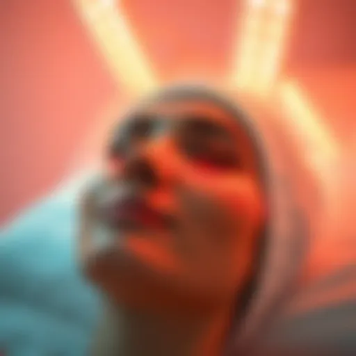 Close-up of a skin light therapy device in action