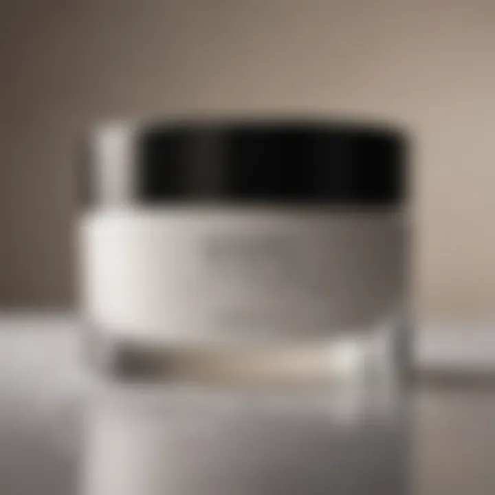 A close-up view of a skin tightening cream jar with a soft-focus background