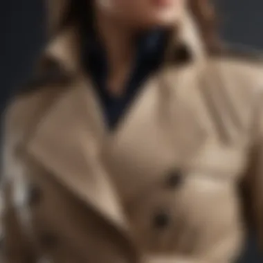 Close-up view of Smythe trench coat detailing