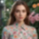 Vibrant spring outfit featuring floral patterns and pastel colors