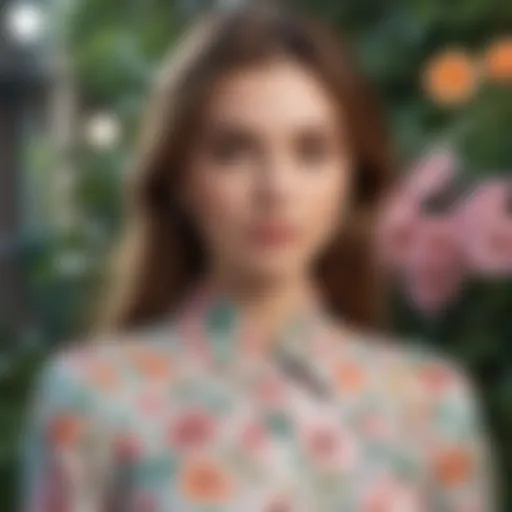 Vibrant spring outfit featuring floral patterns and pastel colors