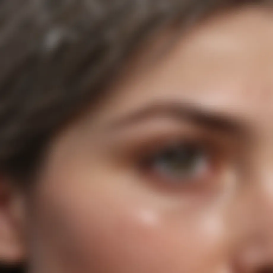 Close-up of a dry scalp with visible flakes